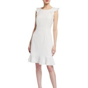 NWT ** Cap-Sleeve Sheath Dress Ruffle